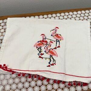 Embroidered Flamingo Tea or Kitchen Towel